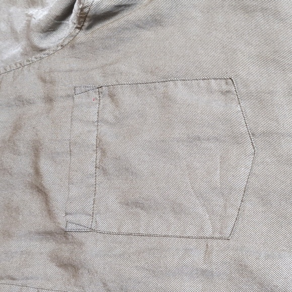 Free People x CP Shades Oversized Button Down Silk Blend Size XS In Olive Green - Picture 3 of 10